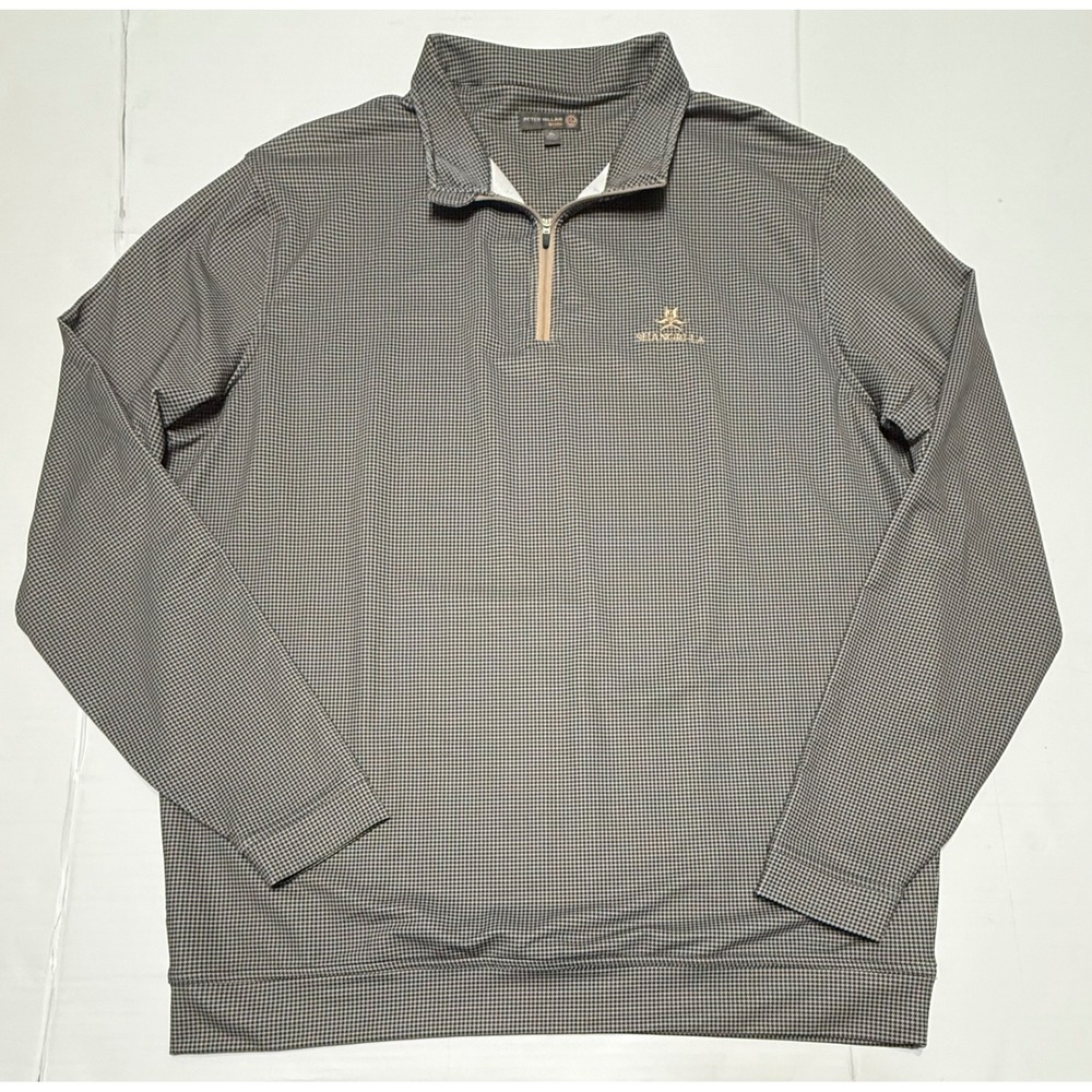 Peter Millar Mens XL Houndstooth Quarter Zip Golf Pullover Shangri-La Logo